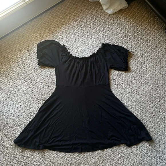 Foxblood Black Gretel Dress Off The Shoulder with Puff Sleeves size XL - Picture 5 of 5